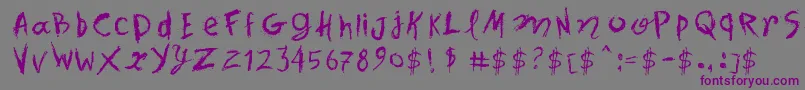 Шрифт SpotsInTheMirror – фиолетовые шрифты на сером фоне