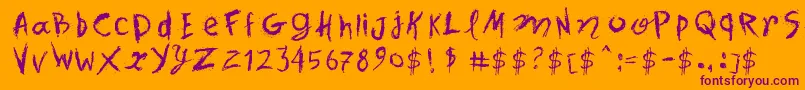 Шрифт SpotsInTheMirror – фиолетовые шрифты на оранжевом фоне