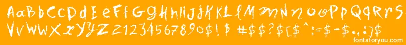 SpotsInTheMirror-Schriftart – Weiße Schriften auf orangefarbenem Hintergrund