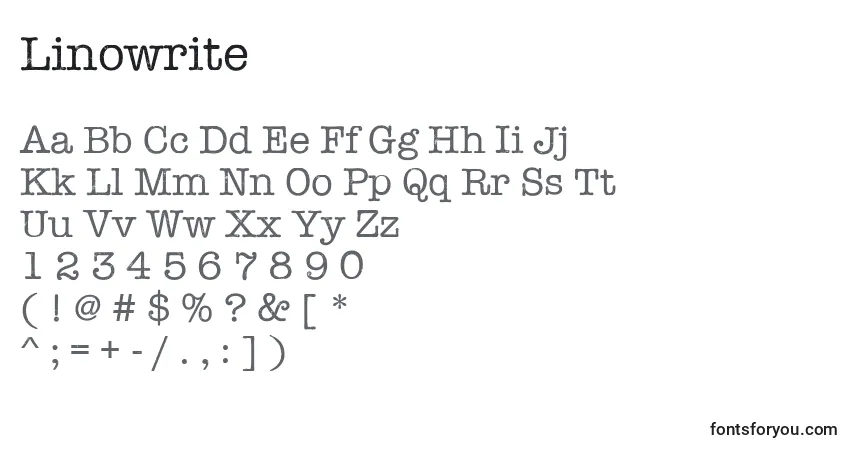 A fonte Linowrite – alfabeto, números, caracteres especiais