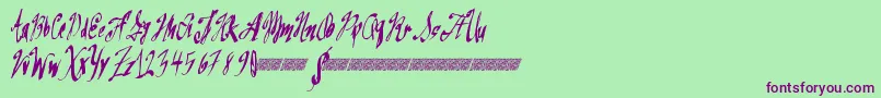 Шрифт Greatsails – фиолетовые шрифты на зелёном фоне