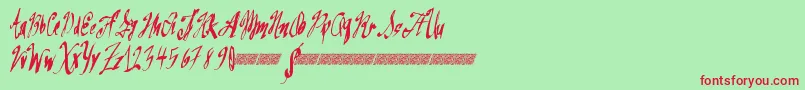 Fonte Greatsails – fontes vermelhas em um fundo verde