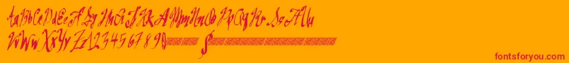 Greatsails-Schriftart – Rote Schriften auf orangefarbenem Hintergrund