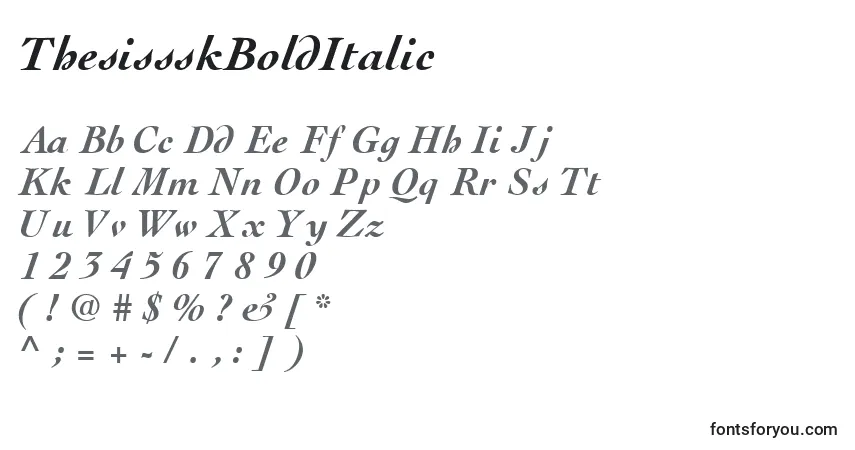 Fuente ThesissskBoldItalic - alfabeto, números, caracteres especiales