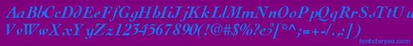 Шрифт ThesissskBoldItalic – синие шрифты на фиолетовом фоне