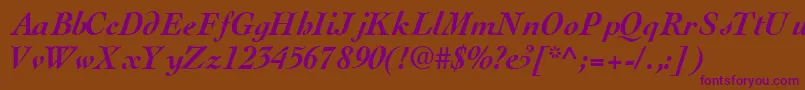 ThesissskBoldItalic Font – Purple Fonts on Brown Background