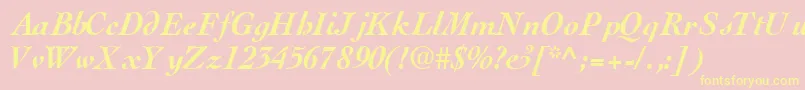 ThesissskBoldItalic-Schriftart – Gelbe Schriften auf rosa Hintergrund