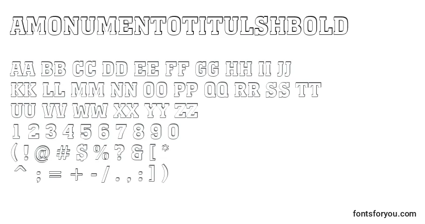 Schriftart AMonumentotitulshBold – Alphabet, Zahlen, spezielle Symbole