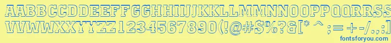AMonumentotitulshBold-Schriftart – Blaue Schriften auf gelbem Hintergrund