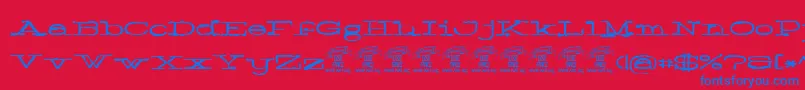 Normalepersonaluse-Schriftart – Blaue Schriften auf rotem Hintergrund