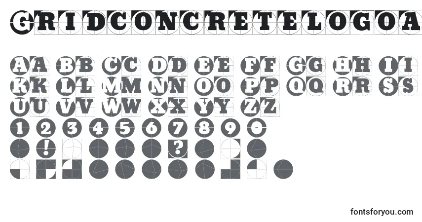 A fonte Gridconcretelogoable – alfabeto, números, caracteres especiais