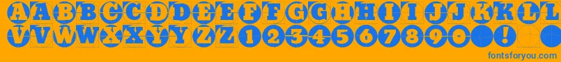 Gridconcretelogoable-Schriftart – Blaue Schriften auf orangefarbenem Hintergrund