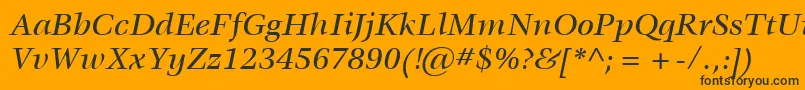 ItcVeljovicLtMediumItalic-fontti – mustat fontit oranssilla taustalla