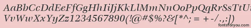 ItcVeljovicLtMediumItalic-fontti – mustat fontit vaaleanpunaisella taustalla