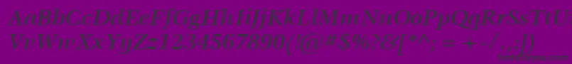 Fonte ItcVeljovicLtMediumItalic – fontes pretas em um fundo violeta