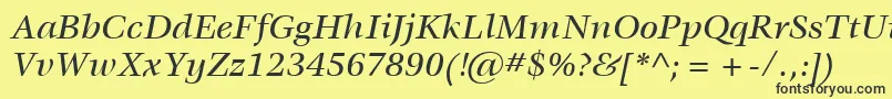 ItcVeljovicLtMediumItalic-Schriftart – Schwarze Schriften auf gelbem Hintergrund