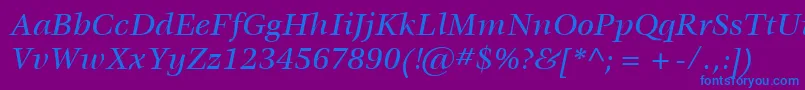 フォントItcVeljovicLtMediumItalic – 紫色の背景に青い文字