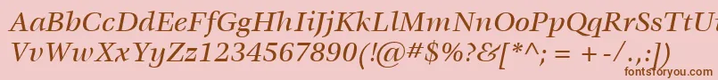 ItcVeljovicLtMediumItalic-Schriftart – Braune Schriften auf rosa Hintergrund
