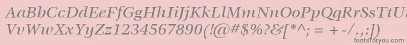 ItcVeljovicLtMediumItalic-Schriftart – Graue Schriften auf rosa Hintergrund