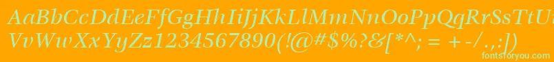 ItcVeljovicLtMediumItalic-Schriftart – Grüne Schriften auf orangefarbenem Hintergrund