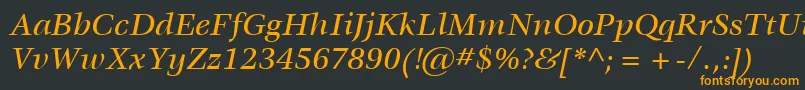ItcVeljovicLtMediumItalic-Schriftart – Orangefarbene Schriften auf schwarzem Hintergrund