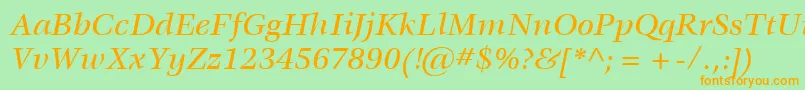 ItcVeljovicLtMediumItalic-Schriftart – Orangefarbene Schriften auf grünem Hintergrund