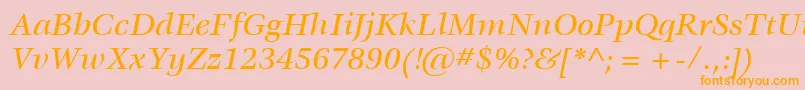 Czcionka ItcVeljovicLtMediumItalic – pomarańczowe czcionki na różowym tle