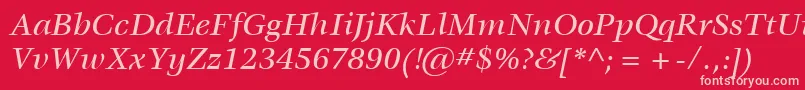 Шрифт ItcVeljovicLtMediumItalic – розовые шрифты на красном фоне