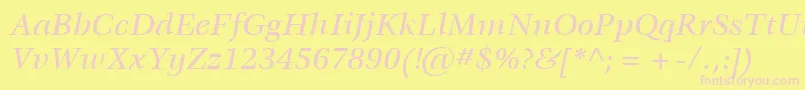 Шрифт ItcVeljovicLtMediumItalic – розовые шрифты на жёлтом фоне