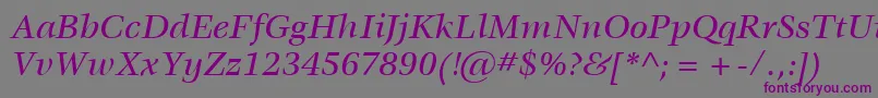 Czcionka ItcVeljovicLtMediumItalic – fioletowe czcionki na szarym tle