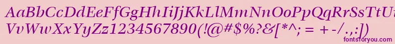 フォントItcVeljovicLtMediumItalic – ピンクの背景に紫のフォント