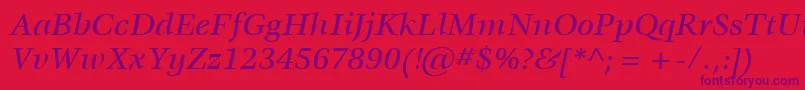 Czcionka ItcVeljovicLtMediumItalic – fioletowe czcionki na czerwonym tle