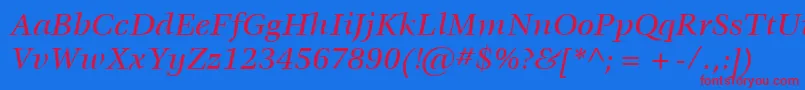 ItcVeljovicLtMediumItalic-Schriftart – Rote Schriften auf blauem Hintergrund