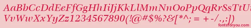 ItcVeljovicLtMediumItalic-fontti – punaiset fontit vaaleanpunaisella taustalla
