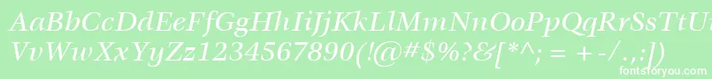 ItcVeljovicLtMediumItalic-fontti – valkoiset fontit vihreällä taustalla