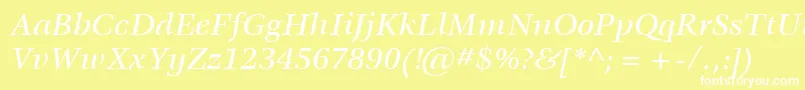 ItcVeljovicLtMediumItalic-Schriftart – Weiße Schriften auf gelbem Hintergrund