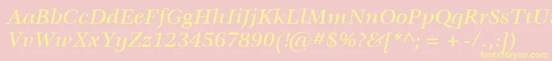ItcVeljovicLtMediumItalic-fontti – keltaiset fontit vaaleanpunaisella taustalla
