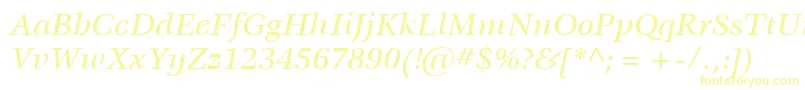 Czcionka ItcVeljovicLtMediumItalic – żółte czcionki na białym tle