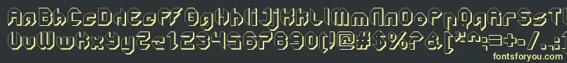 フォントGetaroboClosedextruded – 黒い背景に黄色の文字