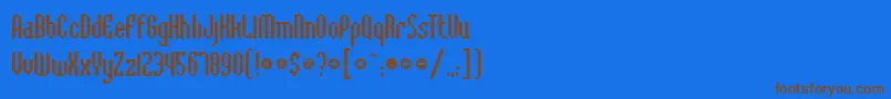 フォントBadlocicgBevel – 茶色の文字が青い背景にあります。