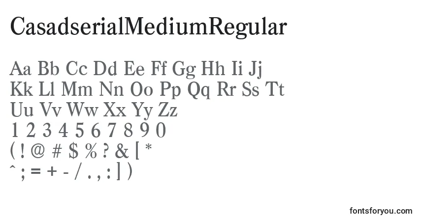 Czcionka CasadserialMediumRegular – alfabet, cyfry, specjalne znaki