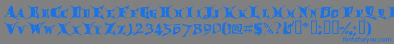 フォントDraggletail – 灰色の背景に青い文字