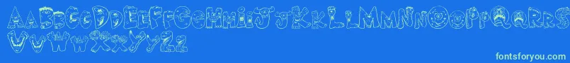 ScaryMonsters Font – Green Fonts on Blue Background