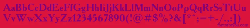 Academyb-Schriftart – Violette Schriften auf rotem Hintergrund