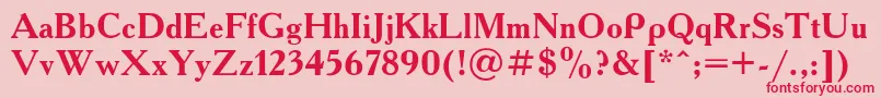フォントAcademyb – ピンクの背景に赤い文字
