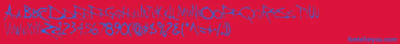 BackBoneRegular-Schriftart – Blaue Schriften auf rotem Hintergrund