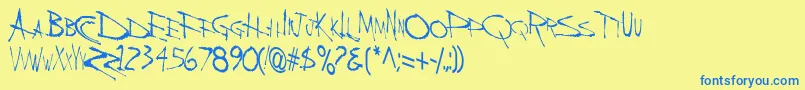 BackBoneRegular-Schriftart – Blaue Schriften auf gelbem Hintergrund