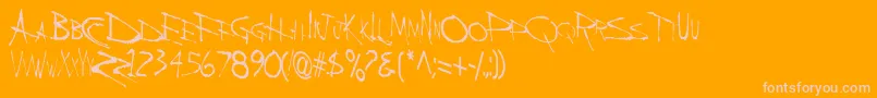 BackBoneRegular-fontti – vaaleanpunaiset fontit oranssilla taustalla