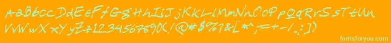 Wlscrawlmychildren-Schriftart – Grüne Schriften auf orangefarbenem Hintergrund