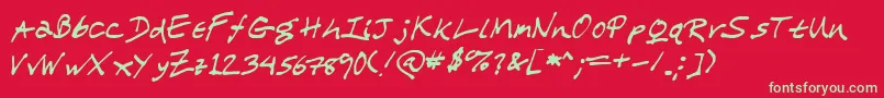 Fonte Wlscrawlmychildren – fontes verdes em um fundo vermelho